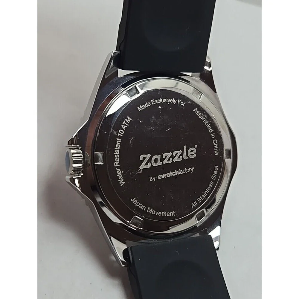 Zazzle Ewatchfactory Diver Quartz Watch New Battery 10 ATM Rubber Band Call Sign